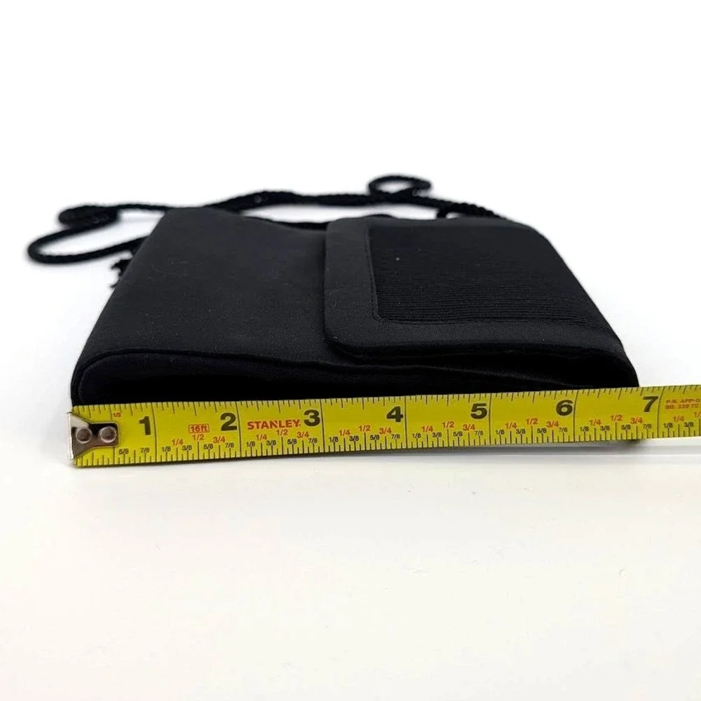Lord & Taylor Vintage Black Satin Evening Bag Pleated Tassel Crossbody Clutch - Picture 12 of 12